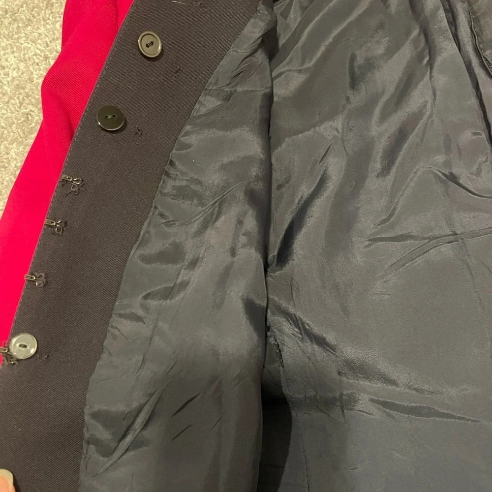 Christian Dior | Vintage Wool Blazer Coat Button Front Fuschia Black Made in USA